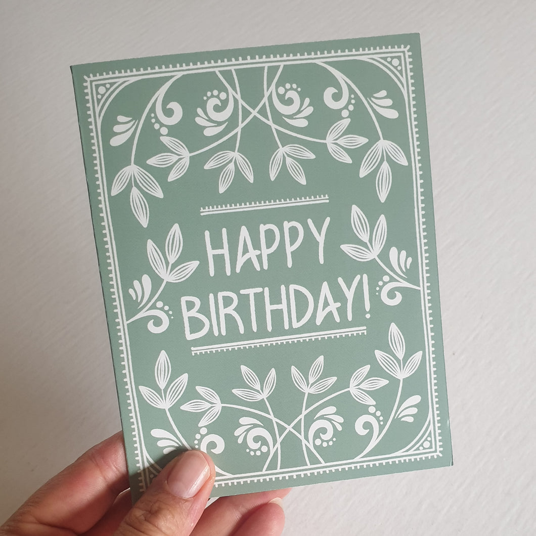 Happy Birthday • GREEN Leaf greeting card